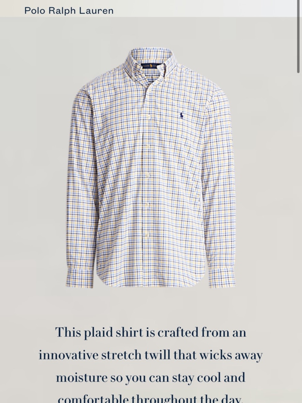Polo by Ralph Lauren Men's Blue and White Plaid Button-Down Shirt - Performance